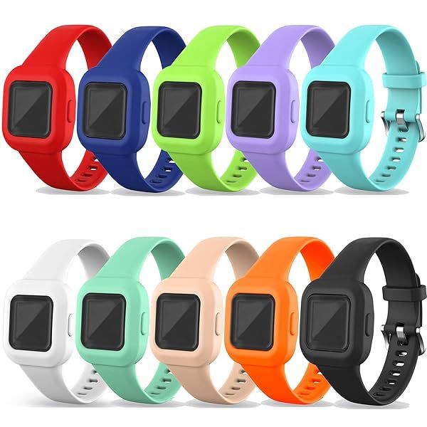 RuenTech Garmin Vivofit jr 3 Bands Replacement Silicone Water Resistant Watch Straps Multicolor 10 Pack