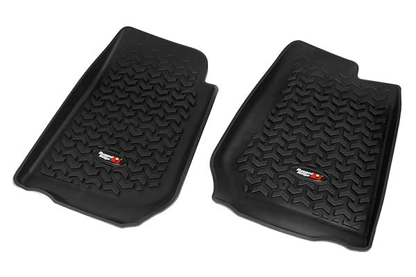 Rugged Ridge Front Floor Liners for Jeep Wrangler JKU | Pair, All-Terrain, Black | 12920.02 | Fits 2007-2018 Jeep Wrangler JKU 4-Door