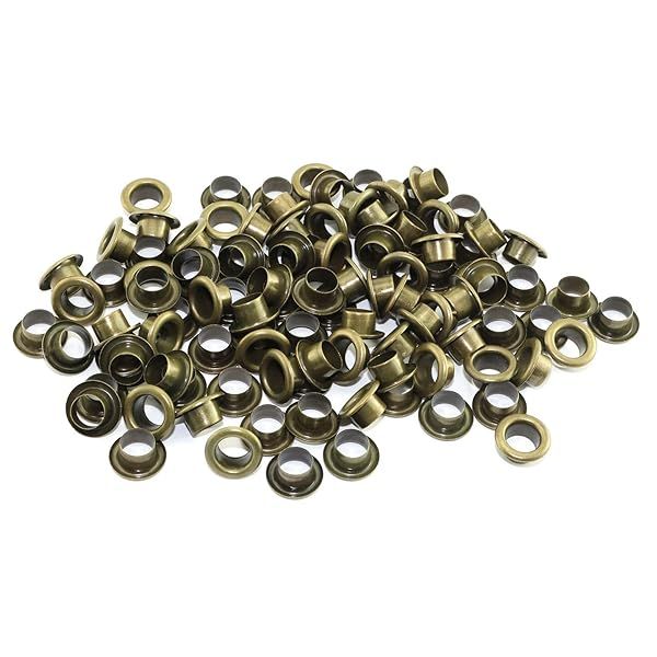 RuiLing 100pcs 4mm Bronze Metal Eyelets Grommets for DIY Leathercraft Accessories Shoes Belts Bags Clothes Scrapbooking