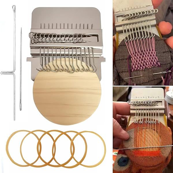Rumexeng Small Weaving Loom: Quick & Easy Darning Tool for Jeans & Clothes Repair with 14 Hooks