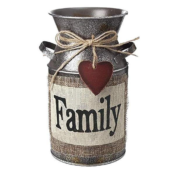 Rustic Metal Milk Can Vase with Rope Design - Perfect Country Decor for Living Room, Bedroom & Kitchen