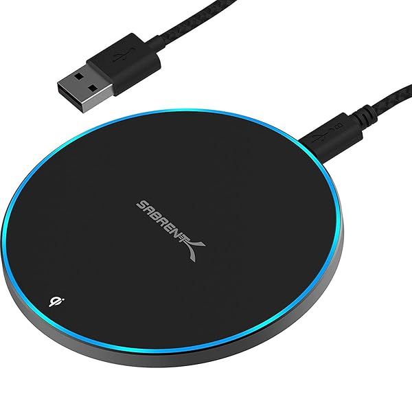 SABRENT 10W Qi Wireless Fast Charger Pad Universally Compatible with All Qi Enabled Phones Black