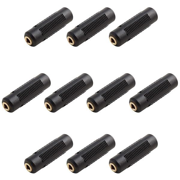 SAISN 3.5mm Stereo Jack Adapter - Gold Plated Female to Female Couplers (Pack of 10) for Superior Audio Connection