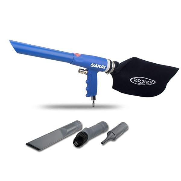 SAKAI Air Powered 2 in 1 Vacuum Kit with Blow Gun Suction Pneumatic Cleaner and Rotatable Brush for Efficient Cleaning