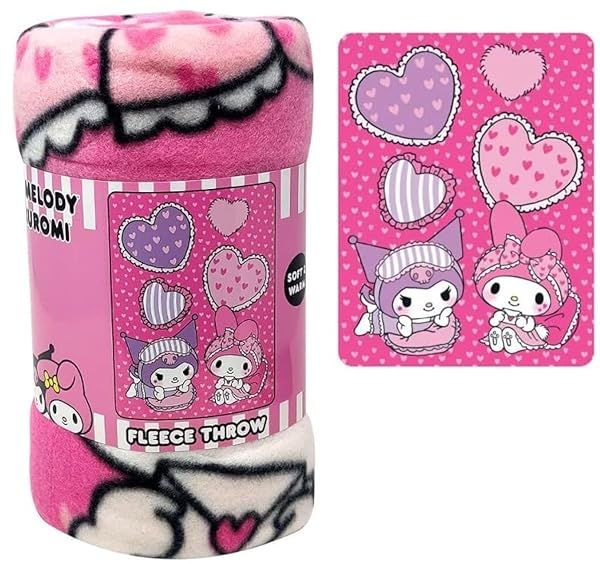 "Cozy SANRIO My Melody Kuromi Fleece Throw Blanket - 45"x60" Soft Pink Comfort"
