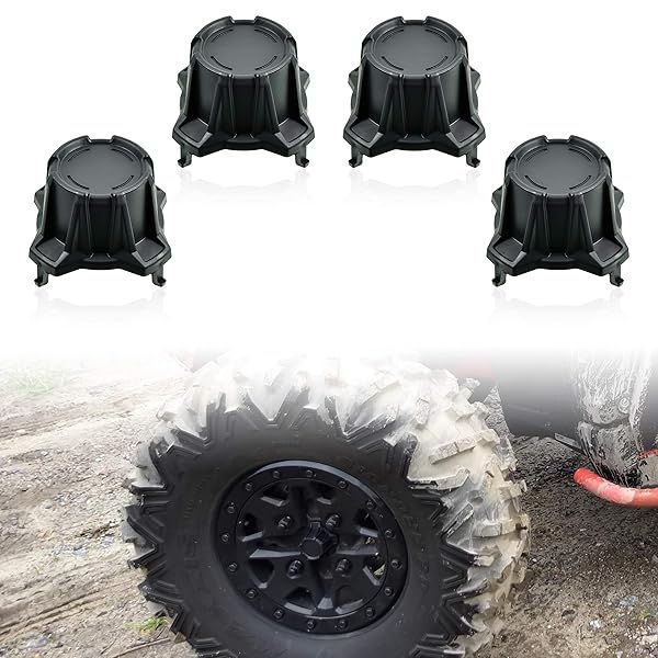 SAUTVS Black Tire Wheel Hub Caps for Can-Am Maverick X3 Turbo R (2017-2020) - 4PCS Accessories