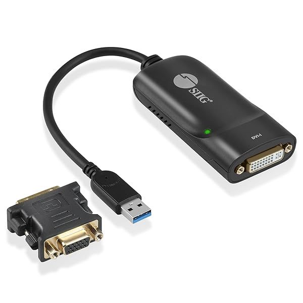 SIIG USB 3.0 to DVI Video Adapter - 1080p/2048x1152, Easy Setup, Windows 11 & Mac M1/M2 Compatible