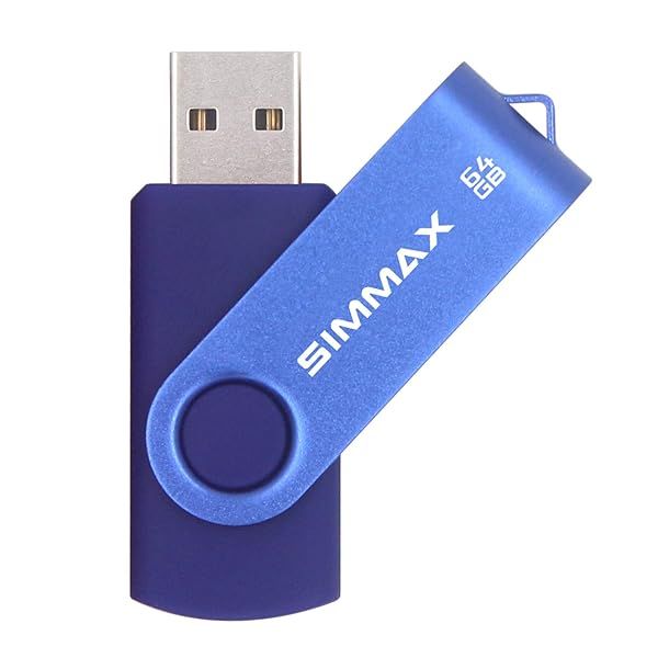 Buy SIMMAX 64GB USB 2.0 Flash Drive - Swivel Thumb Drive in Blue | Fast Data Storage Solution