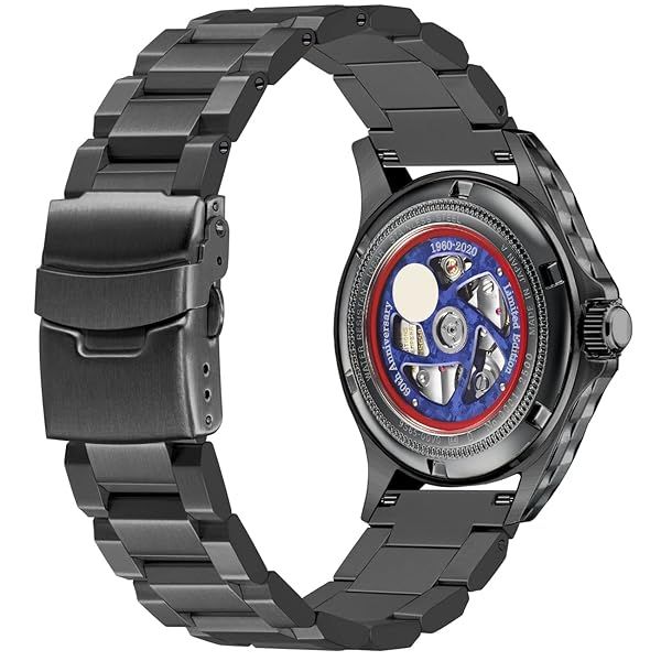 SINAIKE 20mm Watch Band Brushed Engineer Metal Watch Bands Screw-In Watch Strap Stainless Steel Watch Bracelet for Men Women Matte Black