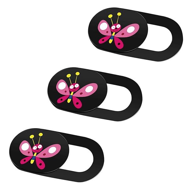 Ultra Thin Webcam Cover Slide - SIREG 0.027in Privacy Protection for Laptops, Smartphones & Tablets (Butterfly-Black, 3 Pack)
