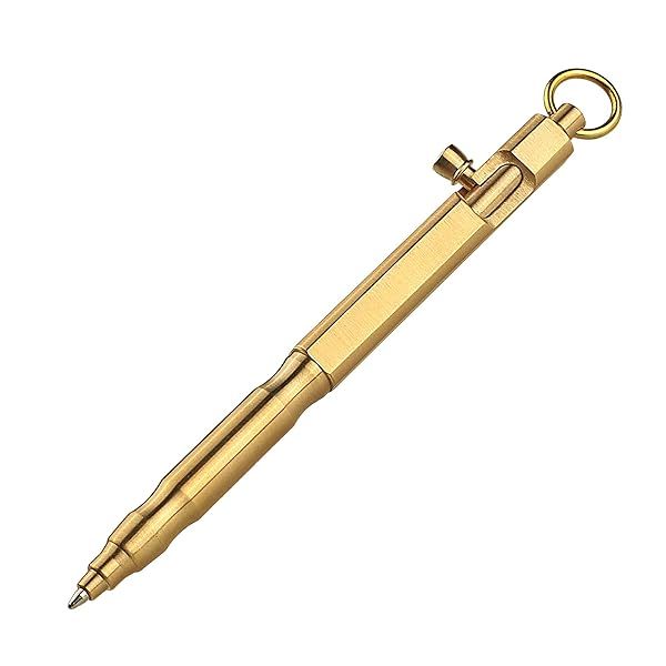 SMOOTHERPRO Solid Brass Bolt Action Pen for Tremors & Arthritis - Stylish EDC Pocket Tool in Natural Finish (BR630)