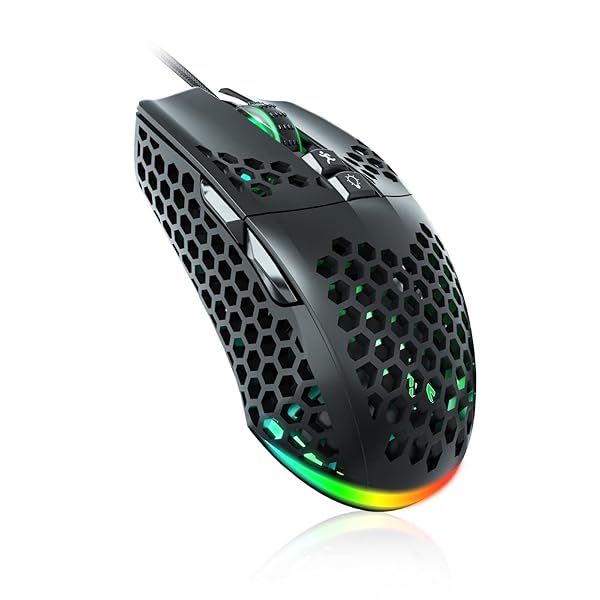 SOLAKAKA SM900 Gaming Mouse Wired with RGB,Honeycomb Shell,12800 DPI Wired Gaming Mouse with Buttons,Computer Mouse for Laptop PC,Black