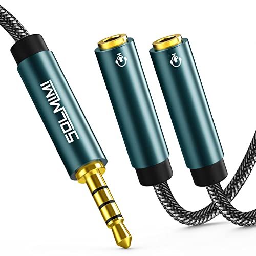 SOLMIMI Headphone Splitter (4 Feet) 3.5mm TRRS Male to Two TRRS Female Adapter Compatible with 2 Audio and Microphone Headsets to PC, Laptop,