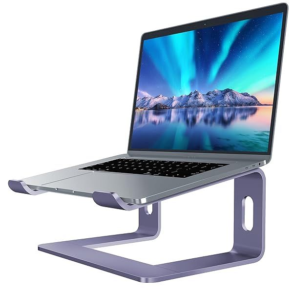 SOUNDANCE Aluminum Laptop Stand Ergonomic Riser for 10 to 15.6 Inch Notebooks Purple Metal Holder for Desk
