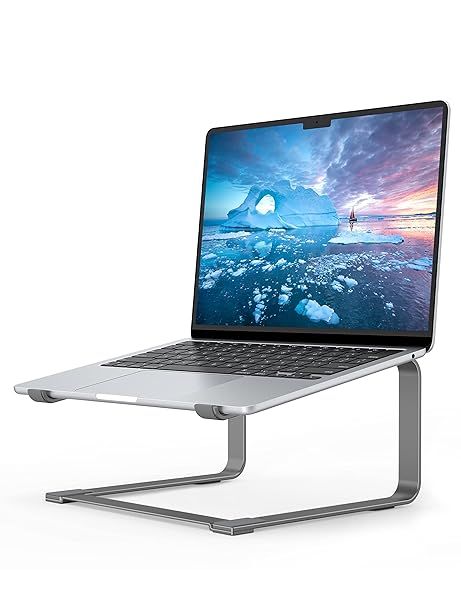 "Ergonomic SOUNDANCE Laptop Stand: Heavy-Duty Metal Riser for 12-17.3" Laptops - Stable & Stylish Desk Solution"