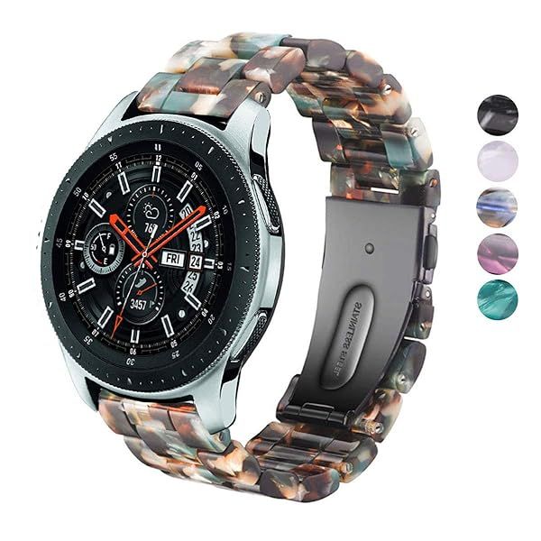 SPINYE Colorful Resin Watch Bands for Samsung Galaxy Watch 46mm Huawei Watch GT5 GT4 GT3 GT2 22mm Strap for Men and Women Black Green