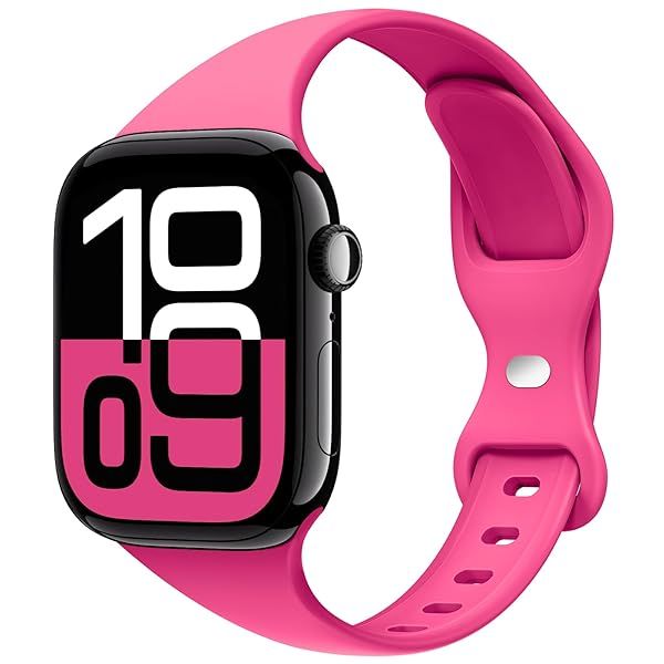 STG Sport Band for Apple Watch: Soft Silicone Replacement Strap in Hot Pink for 38mm-49mm Models