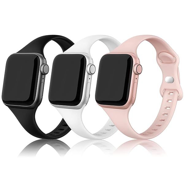 SWEES Sport Band for iWatch 38mm 40mm 3 Pack Soft Silicone Slim Replacement Wristband for Series 6 5 4 3 2 1 SE Sport Edition