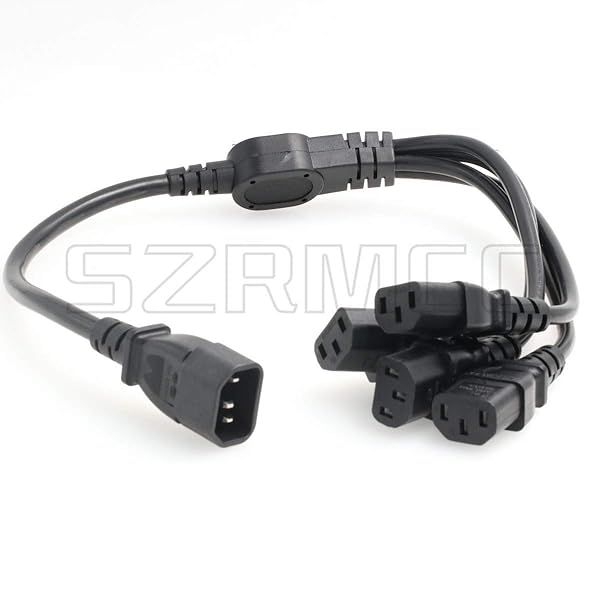 SZRMCC PDU IEC 320 C14 Male to 4 C13 Female Y Splitter Power Adapter Cable 10A 250V UPS PSU Extension 2ft 60cm