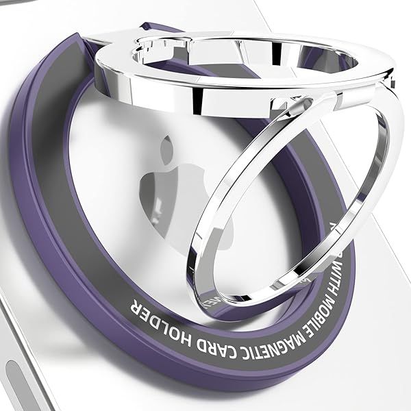 SaiMeun Magnetic Phone Ring Stand for MagSafe?Metal Adjustable Dual Ring Magnetic Phone Grip Holder,Compatible with iPhone 12 13 14 Series.(Dark