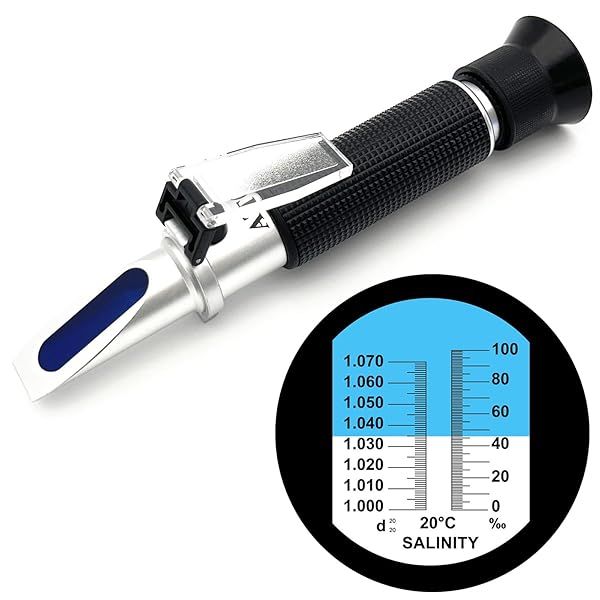 Salinity Refractometer for Aquarium Marine Fishkeeping 0-100PPT with Automatic Temperature Compensation for Accurate Salinity Testing