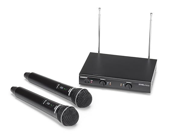 SamsOn Stage 200 Dual Channel Wireless System with Two Q6 Dynamic Microphones Black