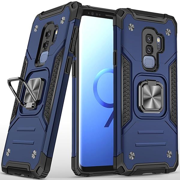 Fucozan Military Grade Shockproof Case for Samsung Galaxy S9 Plus with Kickstand and Magnetic Car Mount Heavy Duty Protection Blue