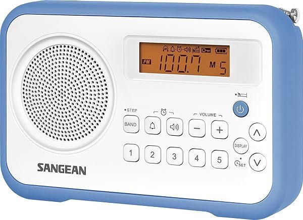 Buy Sangean PR-D18BU Portable AM/FM Digital Radio - White/Blue with Protective Bumper