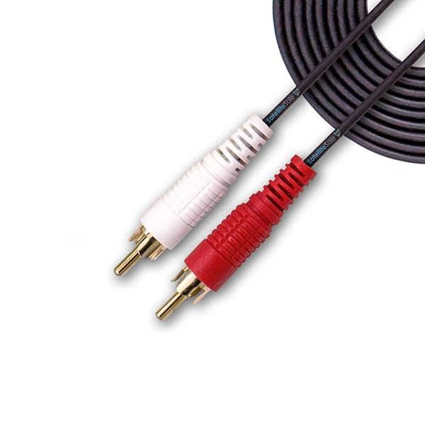 SatelliteSale 6 Feet Male to Male RCA Audio Stereo Composite Cable Universal PVC Black Cord