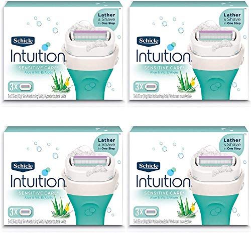 Schick Intuition Pure Nourishment Women's Razor Refills - Coconut Milk & Almond Oil, 3 Count (Pack of 4) for Smooth Skin