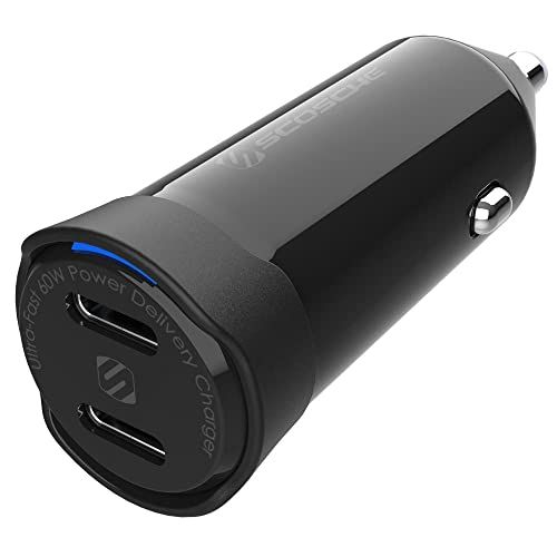 Scosche CPDCC60 PowerVolt 60W Dual USB-C Fast Car Charger with Power Delivery 3.0 for All Devices
