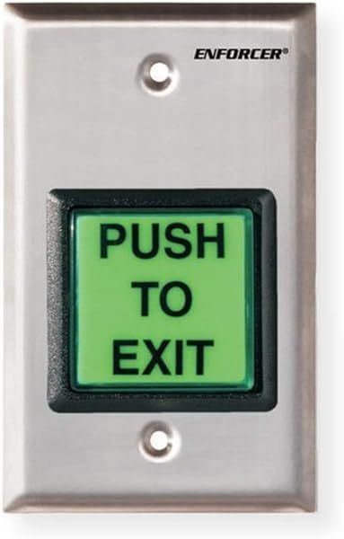 Seco-Larm SD-7202GC-PEQ: LED Illuminated RTE Wall Plate with Large Green Push Button for Easy Exit