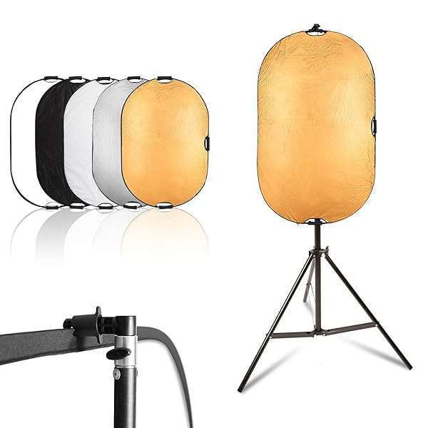 Selens 5-in-1 Light Reflector Stand Kit 24x36inch for Photography - Collapsible Multi-Disc & Clamp for Studio & Outdoor Lighting