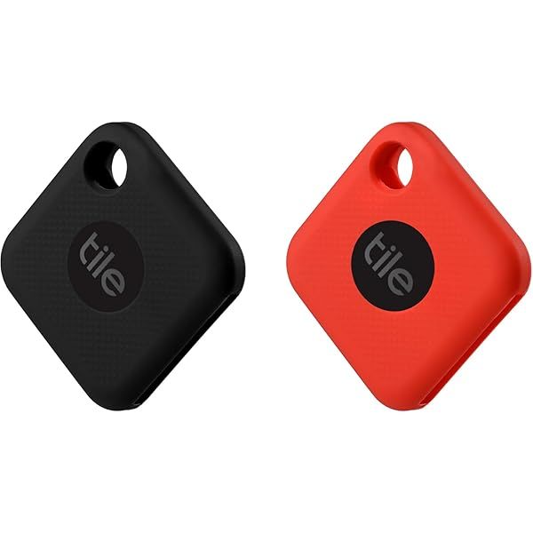 Silicone Case for Tile Pro 2020 and 2018 with Keychain, 2 Pack Anti-Scratch Protective Cover with Carabiner (Black Red)