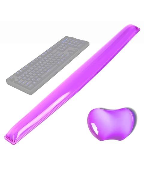 ABRONDA Silicone Gel Keyboard and Mouse Wrist Rest Pad Set Ergonomic Heart-Shaped Comfortable Durable Pain Relief Purple