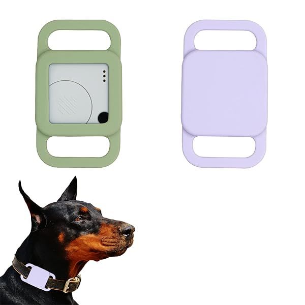 Silicone Tile Dog Collar Holder for Tile Mate 2020 and 2018, 2 Pack Tile Case Protective Cover for Pet Dog Cat (Avocado Green Purple)