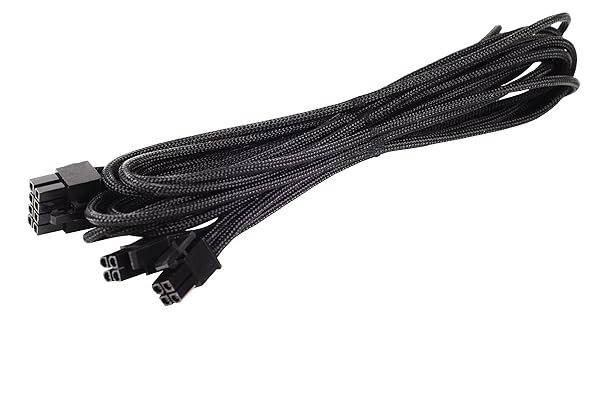 SilverStone Black Sleeved PSU Cable 8-Pin Adapter 550mm - PP06B-EPS55 for EPS/ATX Power Supply