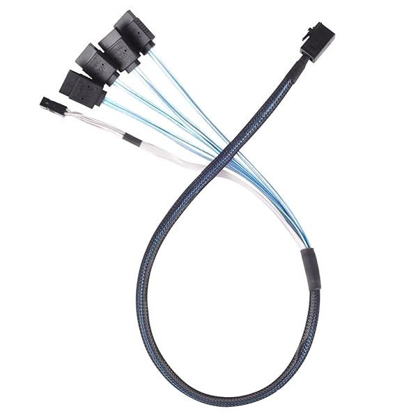 SilverStone Technology 36 Pin Minisas Sff-8643 to SATA 7Pin Sideband Cable 0.6M High Quality Components CPS05-RE