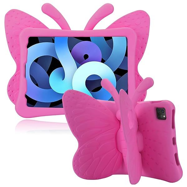 Simicoo iPad Pro 11 Case for Kids - 3D Butterfly EVA Cover with Stand & Pencil Holder - Shockproof Gift for Girls (Rose)