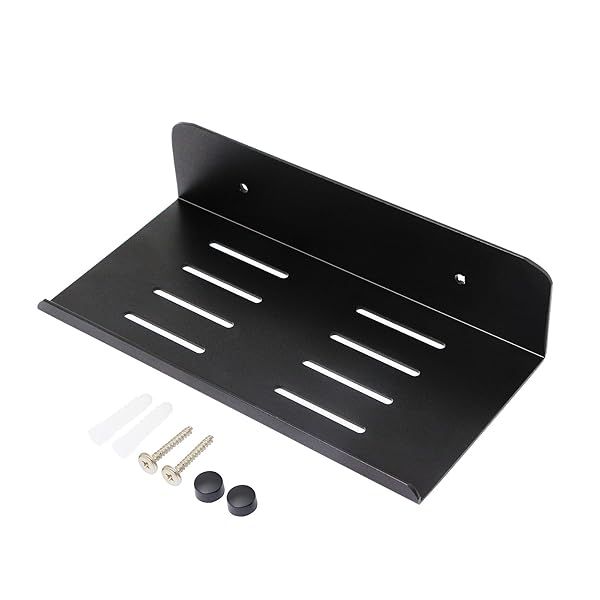 "SinLoon 7.8" Satin Aluminum Wall Shelf for Small Speakers, Tablets & Toiletries - Stylish Bathroom Storage Solution"