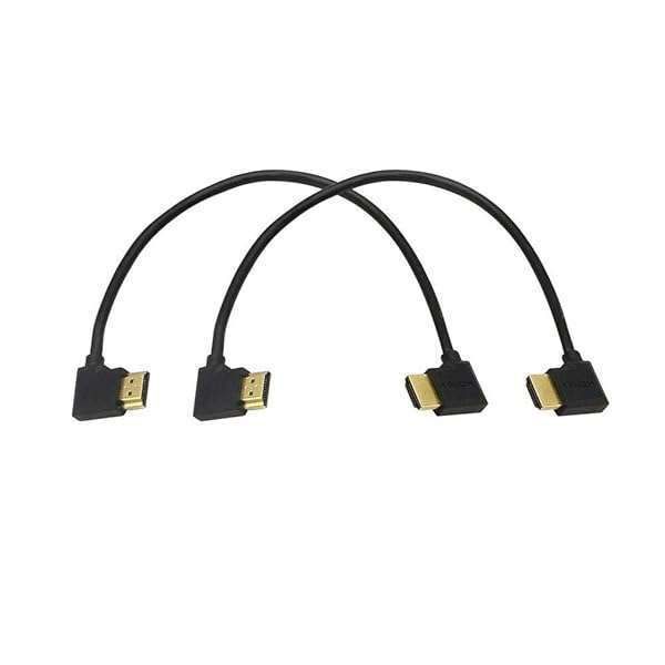 SinLoon Gold Plated High Speed 90 Angle Right HDMI Male to Left HDMI Male Adapter Cable Supports Ethernet, 3D and Audio Return (0.3M 2Pack LL-LL)