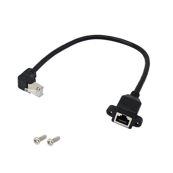 SinLoon RJ45 Ethernet Adapter Cable 90 Degree Downward Male to Female for CAT 5 CAT 6 LAN Ethernet Socket Connector