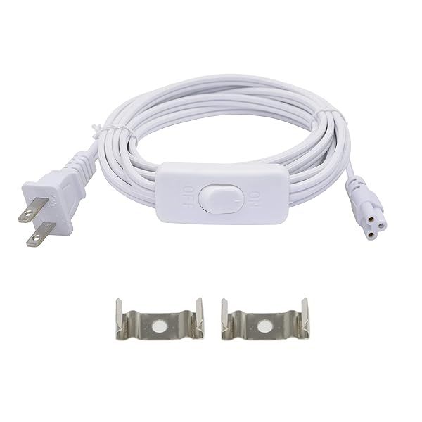 SinLoon UL-LP Certified 18AWG LED Wire Connector Power Cord with On/Off Switch for T5 T8 Light Tubes - 9.8FT Extension Cable