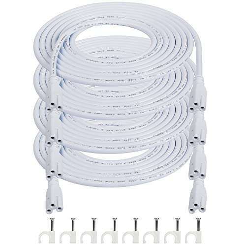 SinLoon UL-LP Certified T5 T8 LED Connecting Wire - 9.8FT Linkable Cords for Ceiling Lights & Tube Lamp Holders (4-Pack)