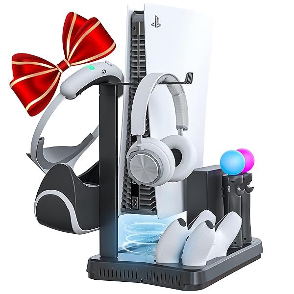 Skywin PSVR Charging Station Display Stand for PS5 VR Headset and Controller with Fan and Hub for Cool Charging and Showcasing