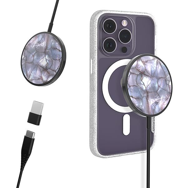 Smartish Magnetic Wireless Charger Compatible with MagSafe - Charge Dinghy - 7.5W Fast Charging for iPhone 14/13/12 Series/AirPod 3 [USB-C & USB-A] Compatible with Stands & Mounts - Freshly Baked