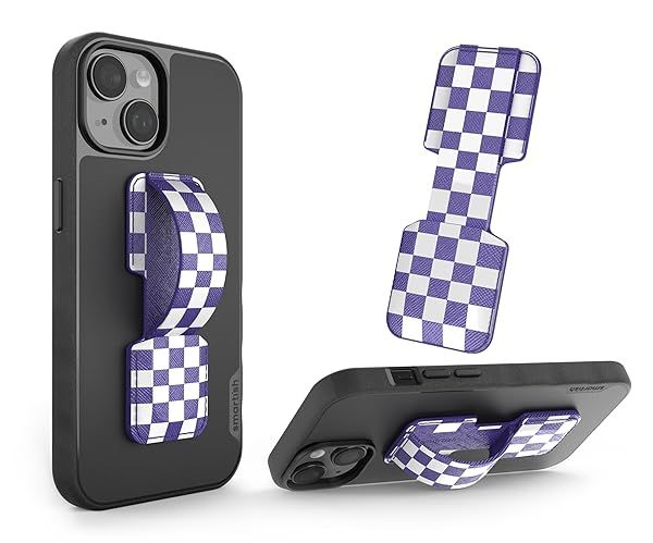 Smartish Phone Grip Loop - Prop Tart - Pop Out Finger Strap and Holder with Kick Stand [Compatible with All iPhone and Android Phones] - Checkerboard