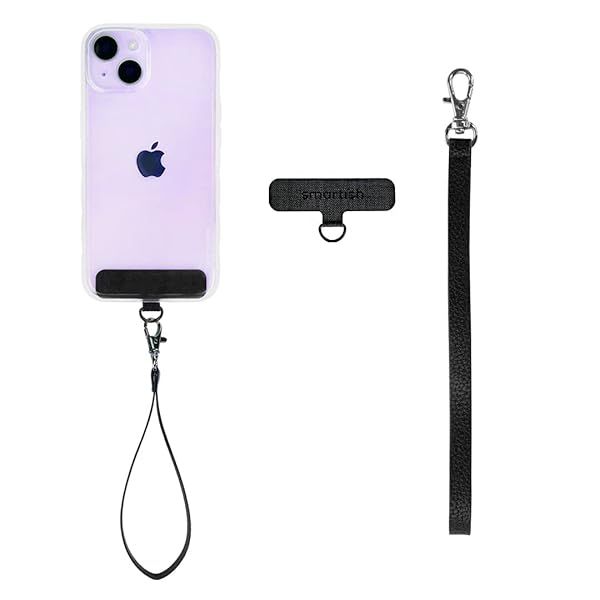 Smartish Phone Wristlet: Universal iPhone Holder with Detachable Strap - Black Vegan Leather Case Clinger