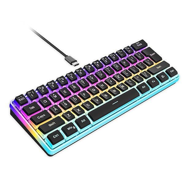 Snpurdiri 60% Wired Gaming Keyboard: RGB Mini Keyboard with Pudding Keycaps & Waterproof Design for Office & Gaming