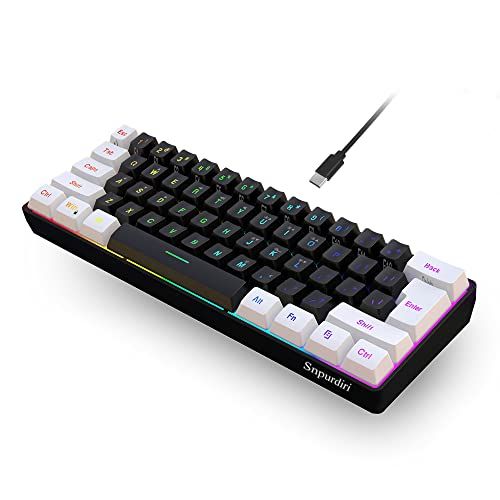 Buy Snpurdiri 60% RGB Wired Gaming Keyboard - Ultra-Compact, Waterproof Mini Keyboard for PC Gamers in White & Black
